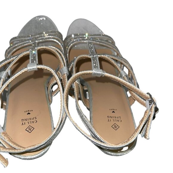 Call It Spring Vegan Silver Strappy Heels Women's Size 6.5 - Picture 5 of 7